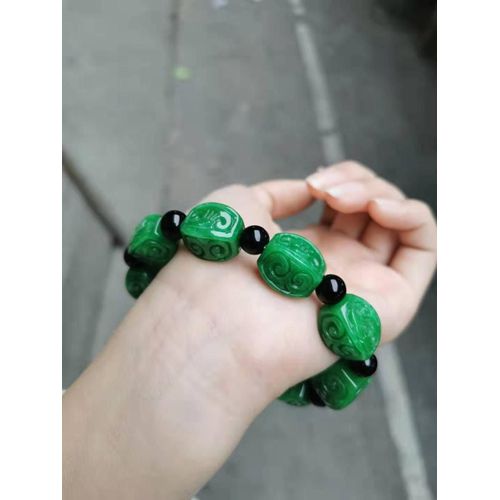 Bracelets En Jade Vert Naturel, Bijou En Jade, Fleur Sculptée À La Main, Perles En Jade Émeraude, Pour Femmes Et Hommes, Prière