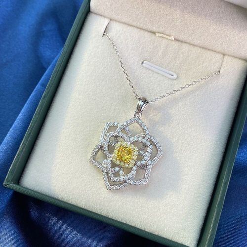 Collier En Argent 925 Véritable À Haute Teneur En Carbone, Diamant 5a, Zircon, Gemme De Laboratoire, Topaze, Fleur, Pendentif Pour Femmes, Cadeau De Fête