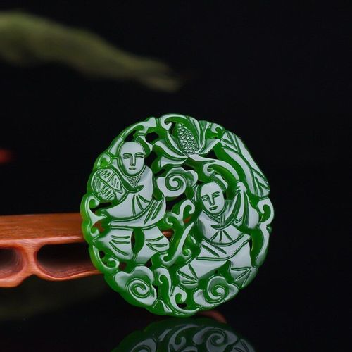 Collier En Jaspe Hétian Sculpté À La Main Pour Homme Et Femme, Pendentif Vert, Pin Ruyi, Ajouré, Bijoux À La Mode, Cadeaux De Chance, Offre Spéciale