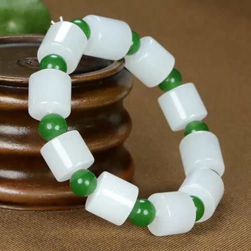 Bracelet En Jade Blanc Naturel Véritable Pour Femmes Et Hommes, Pierre De Jade Chinois Véritable, Bracelets Perlés Élastiques, Accessoires Bijoux