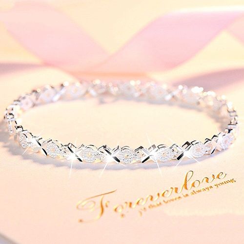 Bracelets En Chaîne Pour Femmes, Bijoux En Forme De C¿Ur, Couleur Argent, Blanc, Accessoires De Mode, Lien Cadeau Pour Petite Amie
