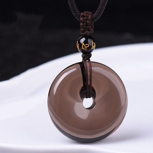 Collier Rond En Jade Sculpté À La Main Pour Homme Et Femme, Amulette En Obsidienne, Pendentif En Forme De Bouton, Porte-Bonheur, Offre Spéciale