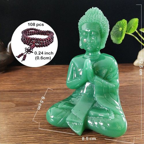Statue De Bouddha Avec Collier En Résine, Pierre De Jade Faite Par L'homme, Sculpture Feng Shui De Méditation, Décoration Pour La Maison, Cadeaux