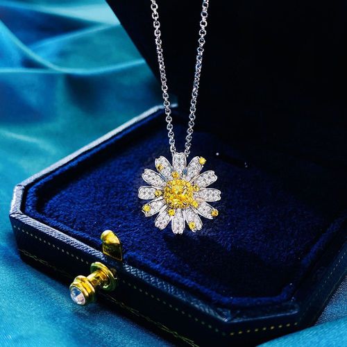 Collier Avec Pendentif En Argent Sterling 925 Pour Femmes, Bijoux De Fête, En Forme De Marguerite, Tournesol, Topaze, De Laboratoire, Cadeau Surprise