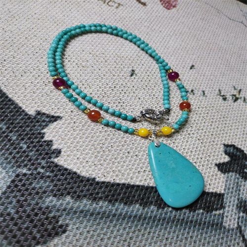 Collier En Porcelaine Turquoise Naturelle Sculptée À La Main, Pendentif, Bijoux À La Mode Pour Hommes Et Femmes, Cadeaux Porte-Bonheur, Offre Spéciale, 3