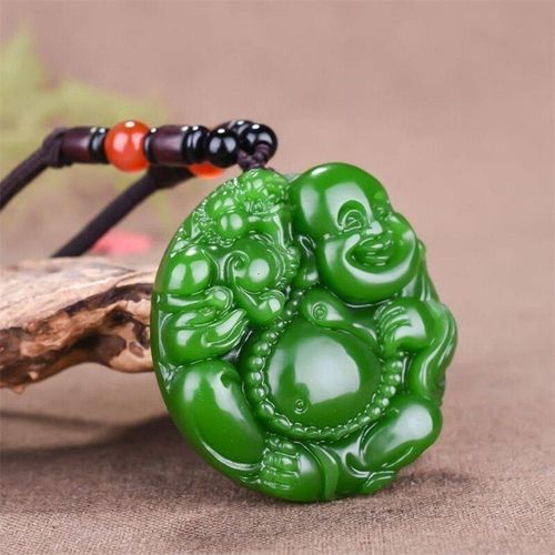 Collier En Jaspe De Jade Hétian Sculpté À La Main, Pendentif Bouddha Maitreya, Accessoires De Mode, Cadeaux Porte-Bonheur Pour Hommes Et Femmes, Offre Spéciale