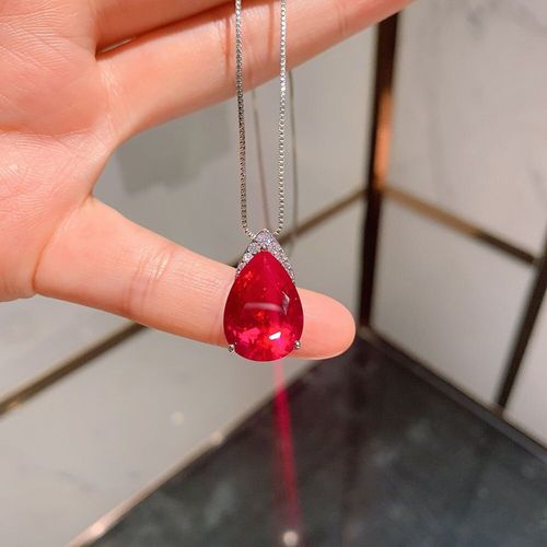 Parure De Bijoux De Mariage En Argent 2020 Pour Femmes, Pierres Précieuses Rubis Synthétiques À Haute Teneur En Carbone, Pendentif, Collier, Boucles D'oreilles, Cadeau, Tendance 925