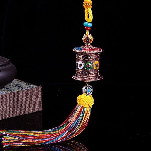 Roue De Prière En Alliage Tibétain, Pendentif Contre Les Mauvais Esprits, Glands Colorés, Pour La Maison, La Chambre D'enfant, Accessoires De Voiture