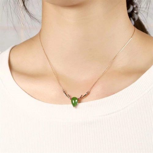 Collier En Jade Naturel Sculpté À La Main, Incrustation En Bois, Pendentif, Bijoux À La Mode, Cadeaux Porte-Bonheur Pour Hommes Et Femmes, Offre Spéciale