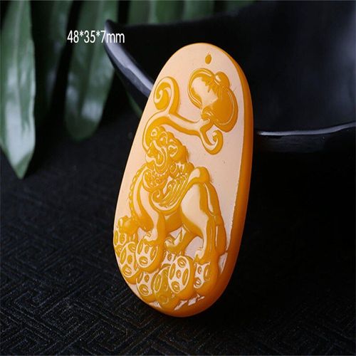 Collier Avec Pendentif Sculpté À La Main Pour Homme Et Femme, Bijou À La Mode, Pixiu Pingan, Jaune, Offre Spéciale