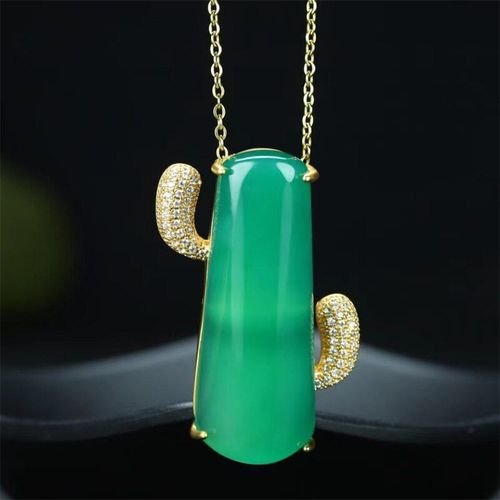 Pendentif En Cuivre Naturel Sculpté À La Main Pour Hommes Et Femmes, Bijoux En Jade, Cactus Vert, 24k, À La Mode, Cadeaux De Chance, Offre Spéciale