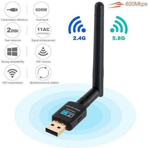 Dongle WiFi 600Mbps, Clé WiFi Adaptateur USB 4G pour PC Windows etc