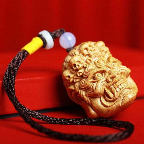 Pendentif Roi Feng Shui En Bois Massif Sculpté, Statue De Bouddha Chinois Immobile, Décoration De Voiture Maison, Porte-Clés Cadeau