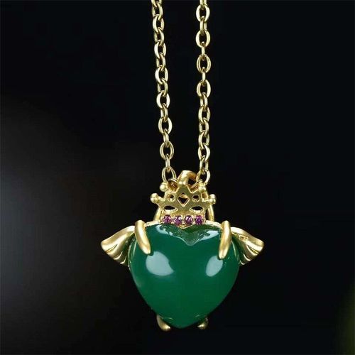 Pendentif De Collier En Jade Sculpté À La Main, Couleur Or 24k, Incrustation Naturelle, Bijoux À La Mode, Cadeaux Porte-Bonheur Pour Hommes Et Femmes, Offre Spéciale