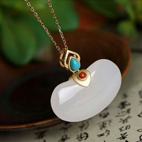 Collier En Argent S925 Jade Naturel Hetian, Pendentif Incrusté De Personnalité Fu Dou Avec Chaîne, Chaîne, Sweat À La Mode Pour Femme