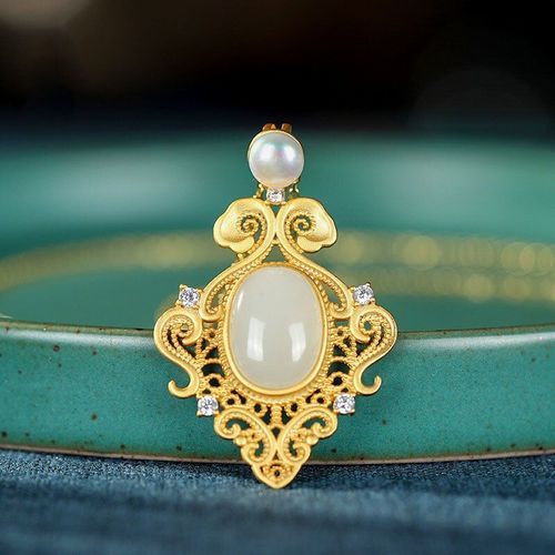 Pendentif En Argent Sterling S925, Jade Hetian, Blanc, Jade, Vert, Haut De Gamme, Creux, Pour Femmes