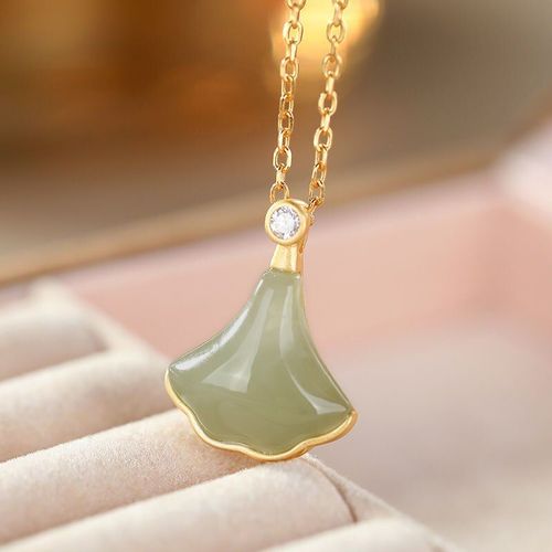 Collier En Or Coloré Ginkgo, Pendentif De Feuille, Femme, Argent Sterling, Or Rose, Petite Jupe, Chaîne Clavicule, Ornement Hetian Du Sud Rouge