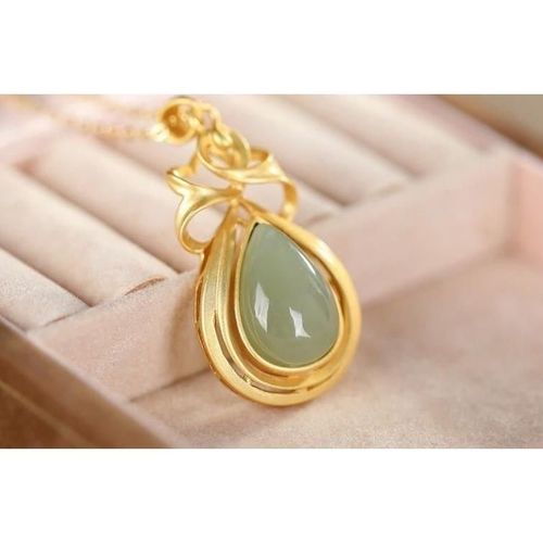 Collier Pendentif En Forme De Goutte En Argent Sterling S925, Jade Naturel Hetian Gris, Rétro, Personnalité Gracieuse, Facile À Assortir, Pour Femmes
