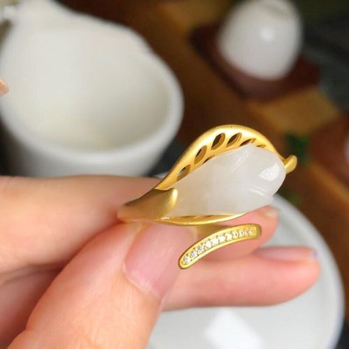 Bague Magnolia En Jade Hétian Naturel Pur Pour Femme, En Argent Sterling S925, Style Ouvert, Fraîche Et Élégante, Nouveauté