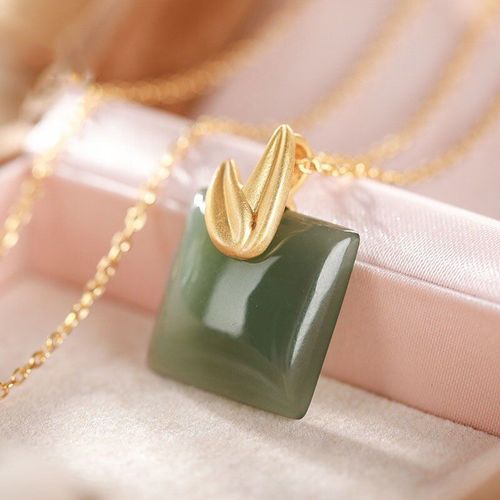Collier Et Boucles D'oreilles En Argent Sterling S925 Incrusté De Feuilles De Jade Gris Hétian Naturel, Rétro, Personnalité, Ensemble Assorti, Pour Femmes
