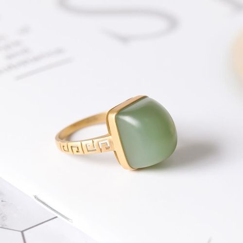 Bague En Argent Sterling S925 En Jade Hétian Pour Femmes, Anneau Vert Rose, Nouilles Aux ¿Ufs, Cube De Sucre Jaspe, Gemme, Mosaïque