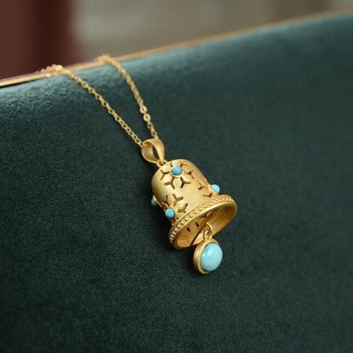 Collier En Argent Sterling S925 Pour Femme, Clochette De Style Rétro, Pendentif En Forme D'horloge, Personnalisé, Antique, Incrusté De Sable, Turquoise