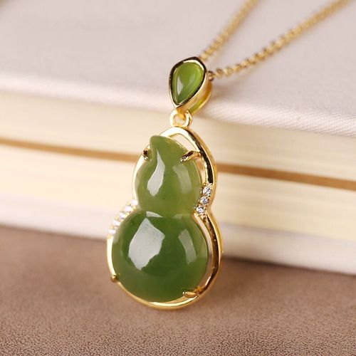 Pendentif En Jade Naturel Hotian Pour Femmes, En Argent S925, Jaspe, Gourde