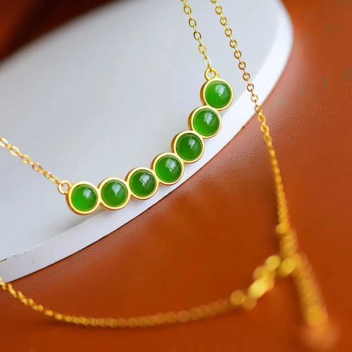 Chaîne De Clavicule Féerique Pour Femmes, Collier De Jaspe Naturel Mori Simple Et Gracieux, En Argent Sterling S925 Pour Petite Amie