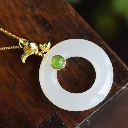 Pendentif En Jade Pour Femmes, Argent Sterling, Or Chic Incrusté De Jade, Collier Simple À Offrir À Maman, Anniversaire Gi