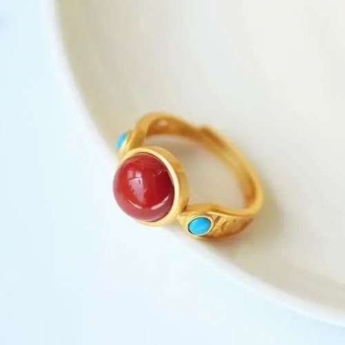 Bague En Argent Sterling S925 Rouge Du Sud, Anneau Antique En Turquoise Plaqué Givré, Anneau Réglable D'ouverture