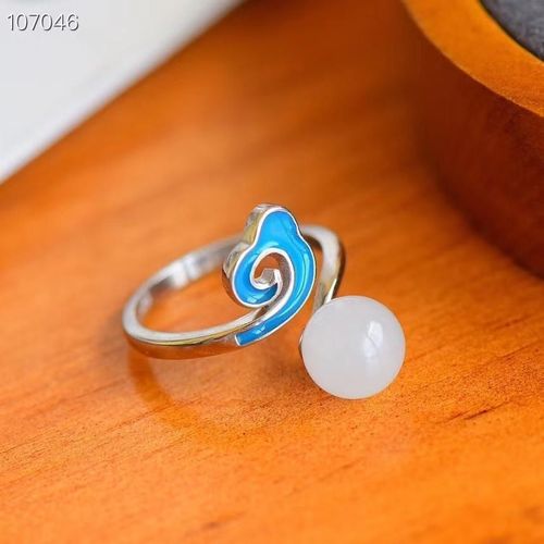 Bague En Argent Sterling S925, Anneau Ajouré En Forme De Nuage Porte-Bonheur, Bijoux En Argent Fait À La Main, Style Ethnique, Anneau En Émail Réglable Pour Femme