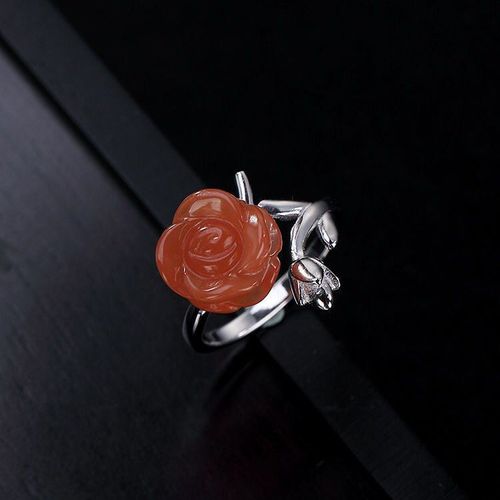 Bague En Argent Sterling S925 En Rose Pour Femmes, Agate Rouge Du Sud Naturelle, Rétro, Bague D'ouverture Personnalisée, Ornement Du Sud Rouge