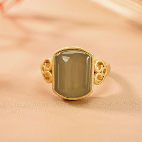 Bague En Argent Sterling S925, Bijou Original Hetian Jade Gris, Personnalisé, Antiquité, Ornement Créatif Assorti