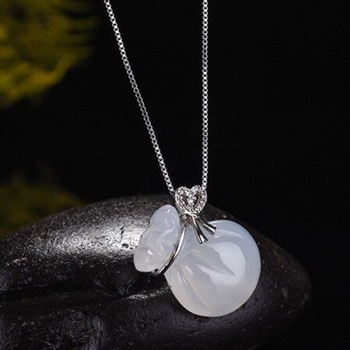Collier En Agate Multicolore, Pendentif Pour Sac D'argent, Bijoux Porte-Bonheur En Jade Avec Chaîne