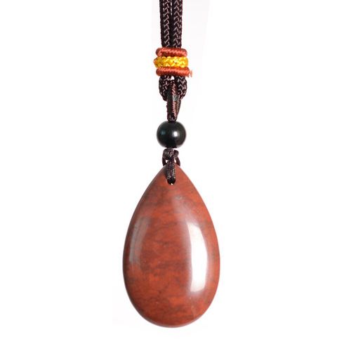 Collier Pendentif Goutte D'eau En Météorite Pour Hommes Et Femmes, Bijoux En Pierre De Gemme Rouge Avec Cordon