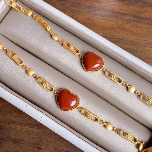 Bracelet Original En Argent Sterling S925 Avec Dorure Creuse Incrustée, Couleur Rouge Du Sud, Amour, Chaîne Étendue, Cadeau De La Saint-Valentin