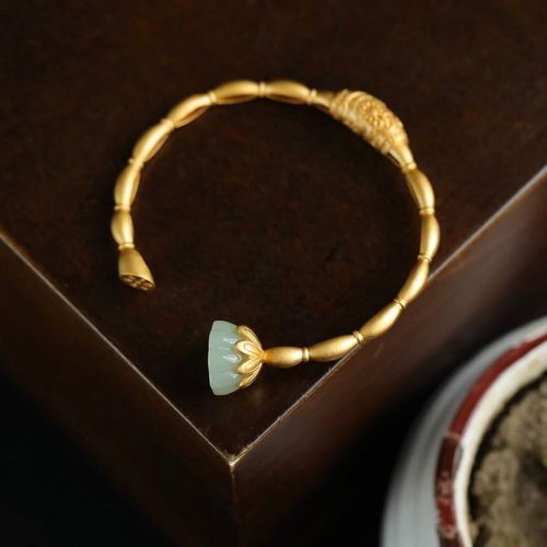 Bracelet En Jade Naturel Hétian, Blanc, Argent Sterling S925, Dorure, Mode Nationale, Racine De Lotus Cassée