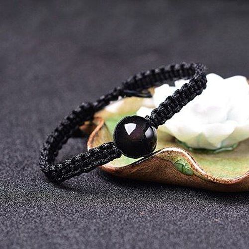 Bracelet En Obsidienne Arc-En-Ciel Tricoté À La Main Pour Hommes Et Femmes