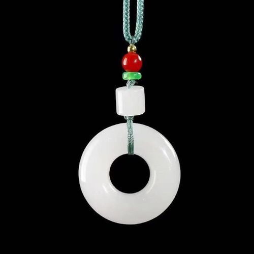Pendentifs En Jade Naturel Pour Femmes, Bijoux En Jadéite Blanche, En Forme De Donuts De Pneu, Talisman