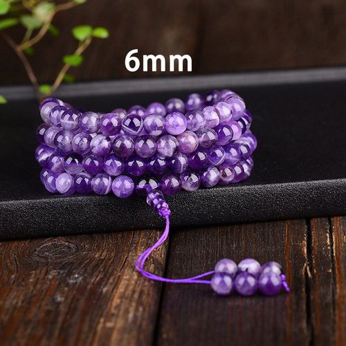 Bracelets Ronds Perlés En Cristal Violet Véritable Pour Femmes Et Filles, Bijoux De Guérison En Pierres Précieuses