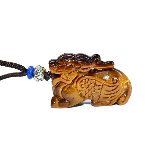 Pendentif En Pierre Oeil De Tigre Pour Homme, Bijou Porte-Bonheur, Amulette En Jade