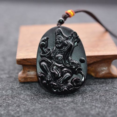 Pendentif Bouddha En Pierre D'obsidienne Noire, Collier En Cristal, Guérison Naturelle, Bijoux Pour Hommes