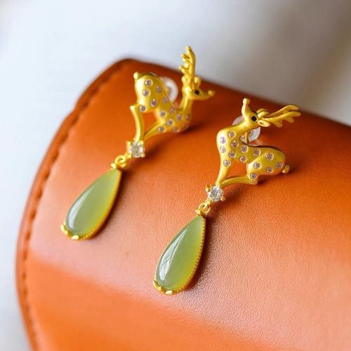 Boucles D'oreilles Hetian En Jade Gris Naturel En Bois, Bijou Rétro Personnalisé En Argent Sterling S925 Jaspe En Forme De Goutte