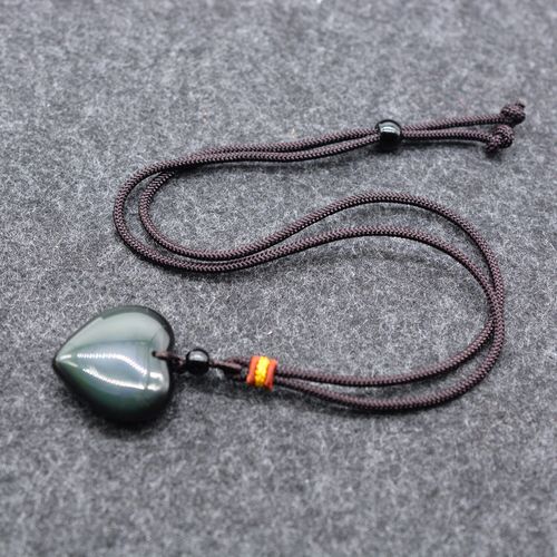 Pendentif En Pierre D'obsidienne Pour Femmes Et Filles, Collier En C¿Ur D'amour, Bijoux En Obsidienne Arc-En-Ciel