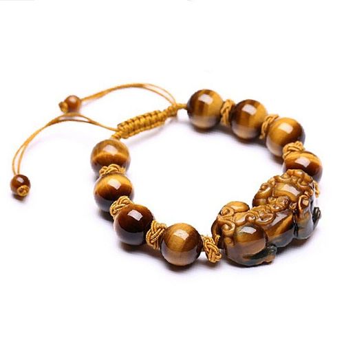 Bracelet Pixiu ¿Il De Tigre Pour Hommes Et Femmes, Bijoux En Pierre Jaune Et Jade, Porte-Bonheur