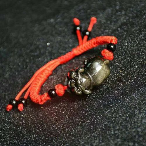 Bracelet En Obsidienne Doré, Avec Cochon, Corde Rouge, Bijoux Fins Pour Hommes Et Femmes