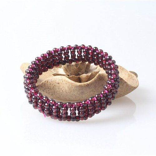 Bracelet En Grenat Rouge Bordeaux Pour Femmes, Bijoux Fins De 4mm