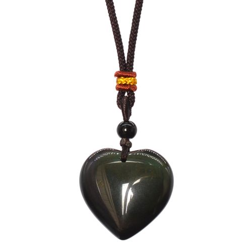 Pendentif En Pierre D'obsidienne Noire, C¿Ur Sculpté, Pierre Précieuse, C¿Ur D'amour, Bijoux Pour Femmes
