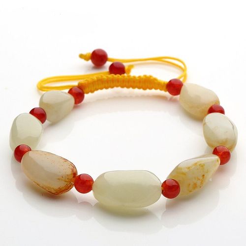 Bracelet À Perles En Jade Naturel Hetian Pour Hommes Et Femmes, Bijoux En Jade Du Xinjiang Blanc