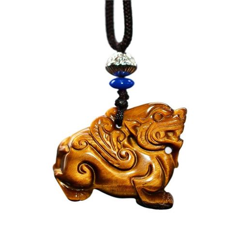 Pendentif En Pierre D'oeil De Tigre Pour Bébé, Bijoux En Jade, Avec Chaîne, ¿Il De Tigre, Chien, Amulette